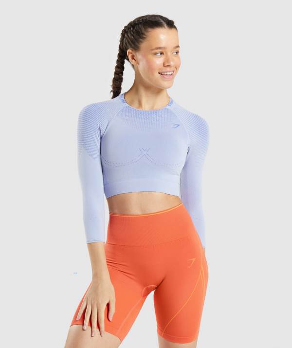 Damske Crop Top Gymshark Apex Seamless Lavendel Modre / Modre | DV6107253